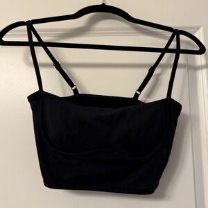 Alo Black Cropped Bustier Tank Top